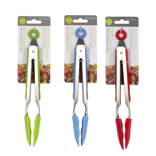 L.Gourmet 9"L Silicone Tongs w/ Pull-lock