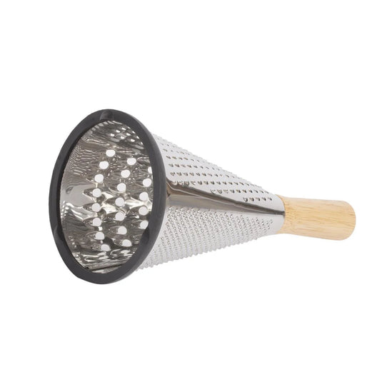 L.Gourmet 9.25"H Cone-shaped Grater w/ Wooden Handle, color sleeve