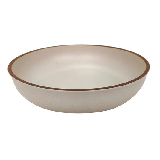 Luciano 8.5" Cream Matt Color Bowl w/Color Rim, Bamboo Fiber,upc