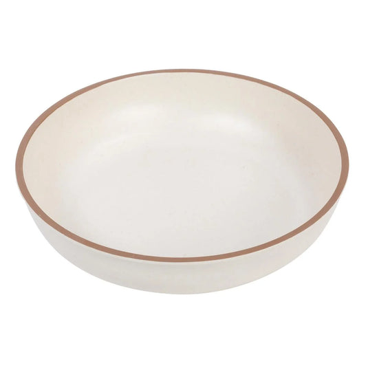 Luciano 8.5" Cream Matt Color Bowl w/Color Rim, Bamboo Fiber,upc