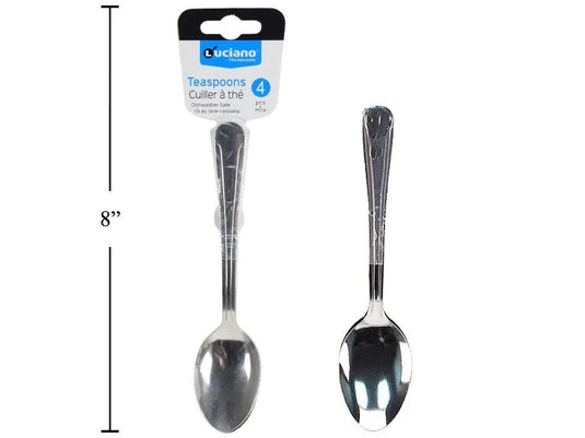 Luciano 4-pc Dlx. S/S Teaspoons, header (HZ)