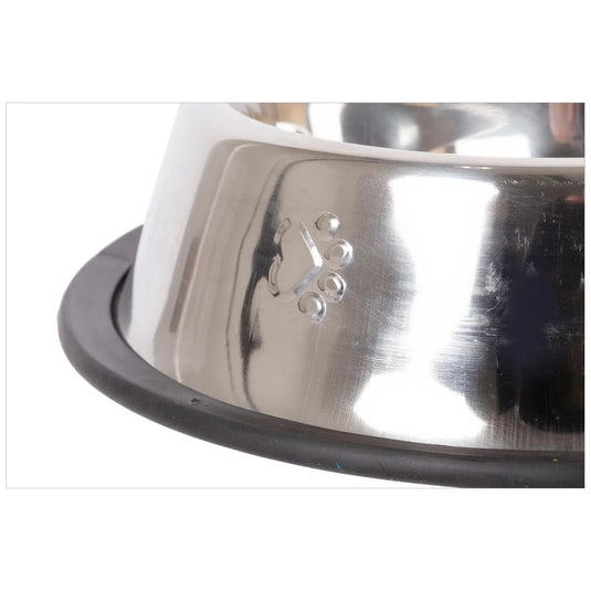 PAWS. 8" Dia. S/S Pet Bowl w/Non-slippery Rubber