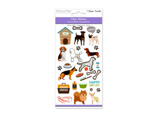 Paper Craft Stickers: 3.9"x6.9" Clear PET A) Dog Life