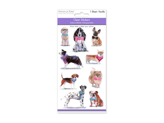 Paper Craft Stickers: 3.9"x6.9" Clear PET E) Dog Posers