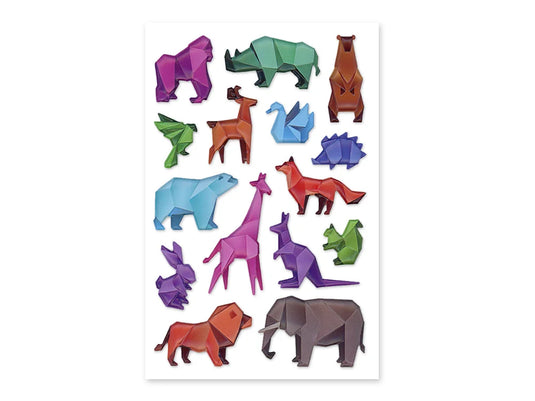 Paper Craft Sticker: 5.7"x9.8" 3D Origami Effects PVC A) Animals