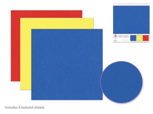 Scrapbook Paper: 12"x12" Textura Select Cardstock Pre-Packaged 06) Primaries