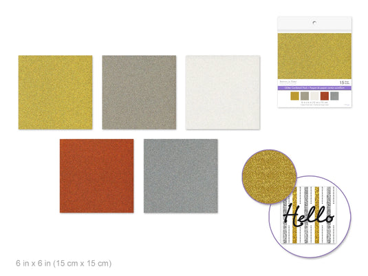 Cardstock: 6"x6" Glitter Effects 15pc B) Metallique
