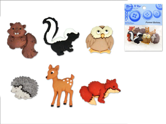 Dress-it-up Bits: Craft/Scrapbook Button Embellishments 6547 Forest Babies