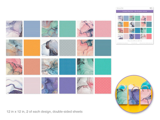 Cardstock: 12"x12" Themed Stack Pad x24 Double-Sided (24 Designs) 230GSM H) Watercolor