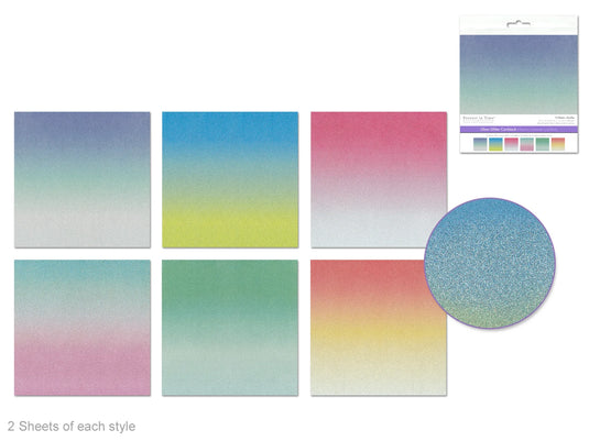 Scrapbook Paper: 6"x6" Glam Glitter Cardstock 190gsm 12Sht A) Ombre Pastel