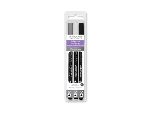 Paper Craft Essential: Calligraphy Marker Set 3pc 2.0/3.5/5.0mm D) Monochrome