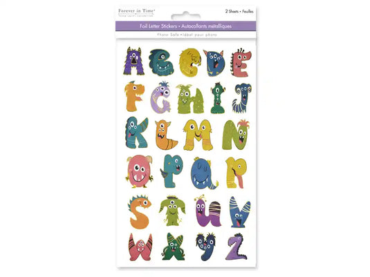 Paper Craft Stickers: 5.75"x9.45" Alpha Foil Fun 2 Sheets C) Monster Mash