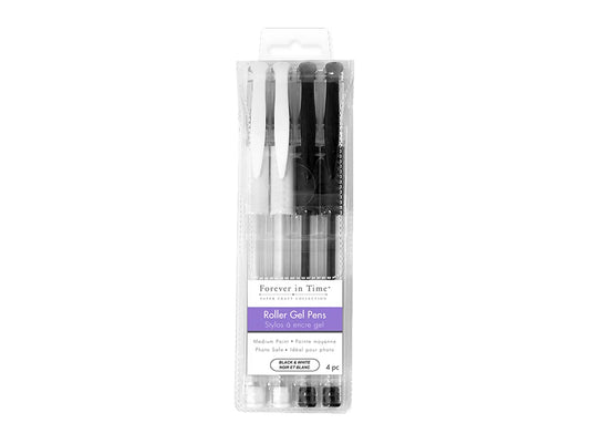 Scrapbook Gel Pens: 4/pack Acidfree Assorted PhotoSafe F) Black & White Mix