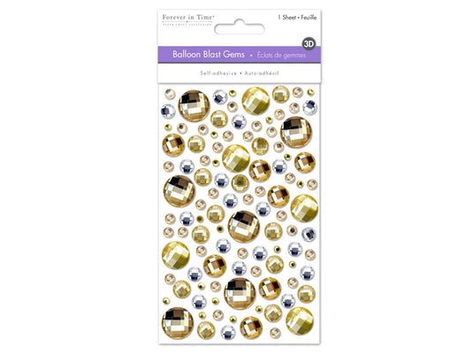 Paper Craft Sticker: 3.93"x5.9" Balloon Blast Gems E) Golden