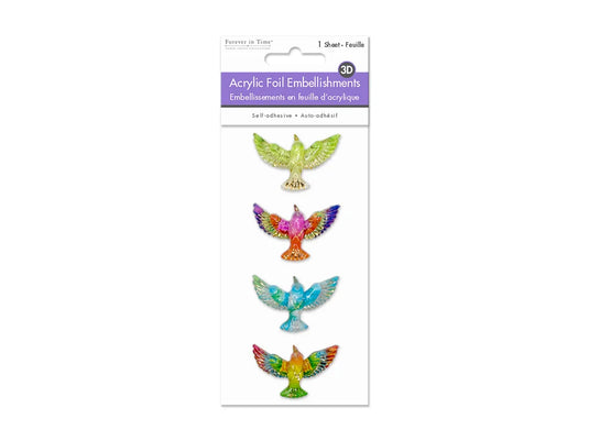 Paper Craft Emb: 3D Acrylic Foil Embellishments Peel-n-Stick C) Magpie