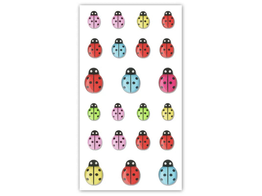 Paper Craft Emb: 1.3/1.5/2cm Mini Ladybug Gembellishments x22 Peel-n-Stick A) Multi-Mix
