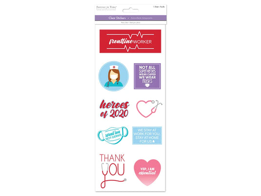 Paper Craft Sticker: 5"x12" Classic Themes 'Clear' Photo Safe O) Healthcare Workers