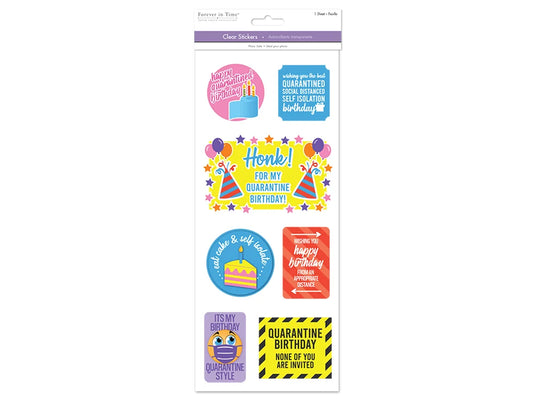Paper Craft Sticker: 5"x12" Classic Themes 'Clear' Photo Safe P) Quarantine Birthday