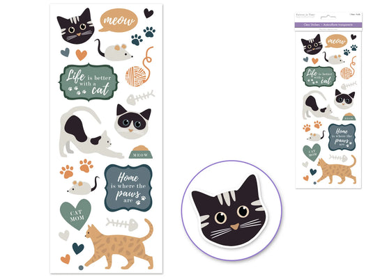 Paper Craft Sticker: 5"x12" Classic Themes 'Clear' Photo Safe Y) Cat Lover