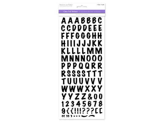 Paper Craft Sticker: 5"x12" Foil Fancy Everyday Themes Clear Photo Safe Q) Black Caps Font
