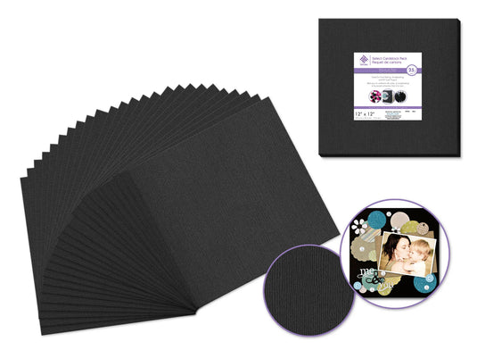 Scrapbook Paper: 12"x12" Textura Select Cardstock Solids A) Black