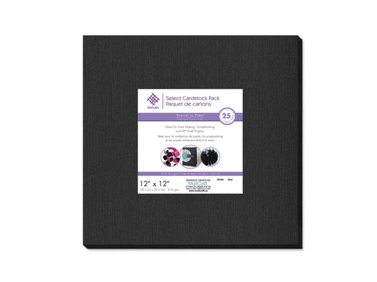 Scrapbook Paper: 12"x12" Textura Select Cardstock Solids A) Black