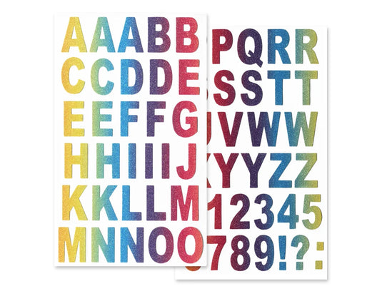 Paper Craft Stickers: 5.75"x9.45" Alpha Glitter 2 Sheets A) Rainbow Shimmer