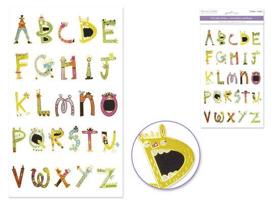 Paper Craft Stickers: 5.75"x9.45" Alpha Foil Fun 2 Sheets A) Cool Creatures