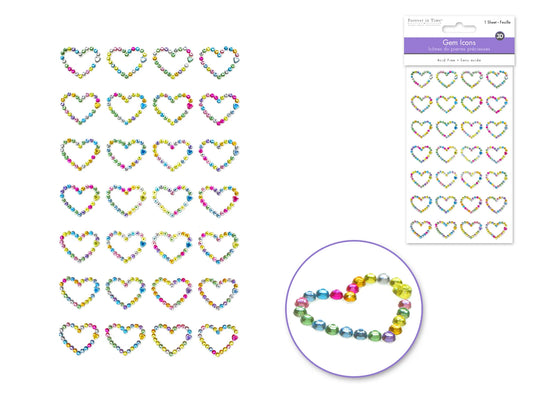 Paper Craft Sticker: 3.7"x6.1" Gem Icons B) Dainty Hearts
