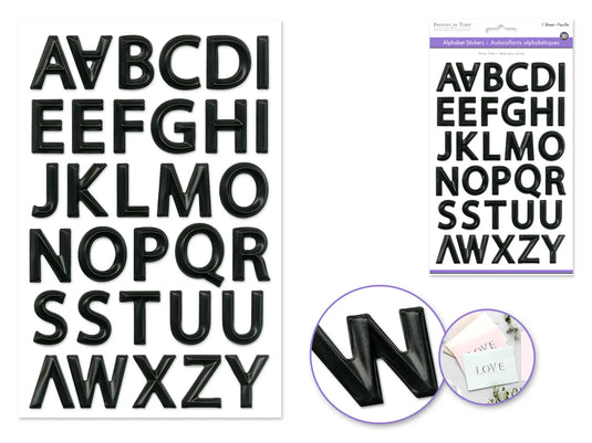 Paper Craft Sticker: 5.7"x9.8" 3D Alpha PVC C) Black