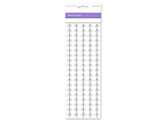 Paper Craft Sticker: 10cmx27cm Jewel Borders M) Pearl Floral Crystal