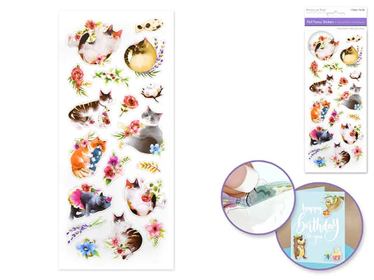 Paper Craft Sticker: 10cmx23cm Foil Fancy H) Pretty Cat
