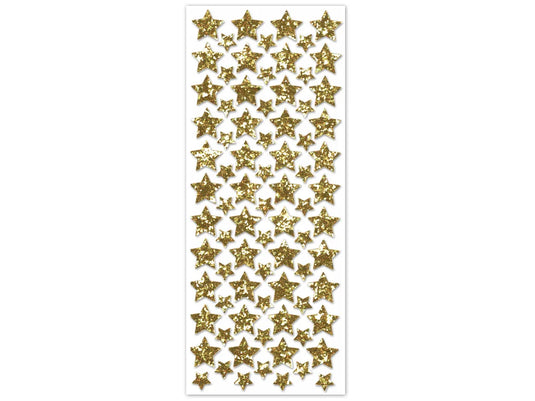 Paper Craft Sticker: 12.5cmx30.5cm Glitter Shapes A) Gold Stars