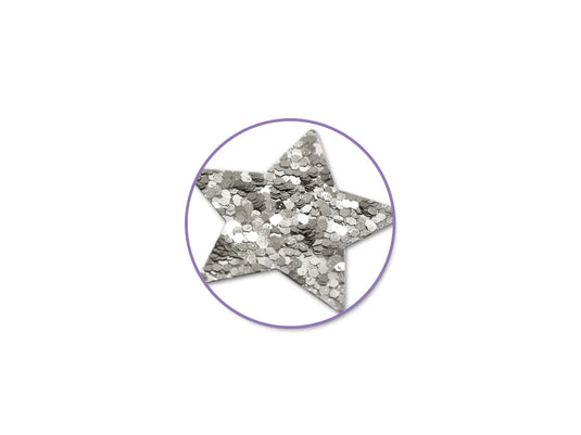 Paper Craft Sticker: 12.5cmx30.5cm Glitter Shapes B) Silver Stars