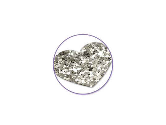 Paper Craft Sticker: 12.5cmx30.5cm Glitter Shapes D) Silver Hearts