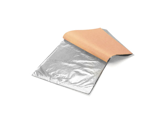 Paper Craft Embellishment: Metallic Foil Leaf Sheets x6 B) Silver