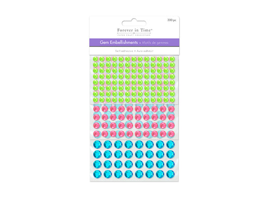 Paper Craft Emb: 6/8/10mm Gems x300 Peel-n-Stick A) Pretty