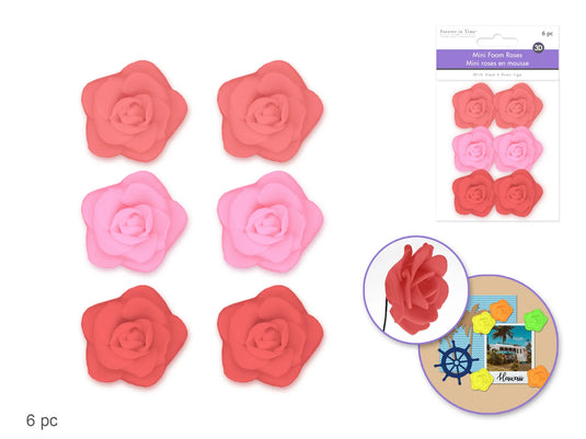 Floral Embell: 1.4" Mini Foam Roses w/Stem Asst Colors C) Red Rose