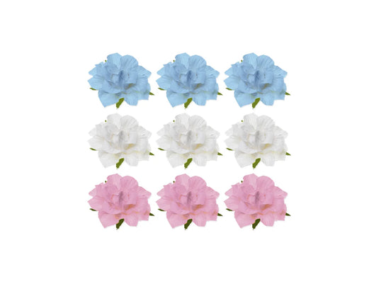 Floral Embellish: 1.25" Handmade Paper Mini Open Roses w/Stem D) Pastel