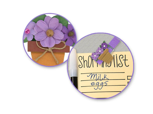 Floral Embellish: 3D Handmade Paper Flower Pots Self-Stick 3pc w/Pearls C) Viola