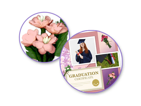 Floral Embellish: 3D Handmade Paper Floral Bouquets Self-Stick 3pc w/Jute A) For Mom