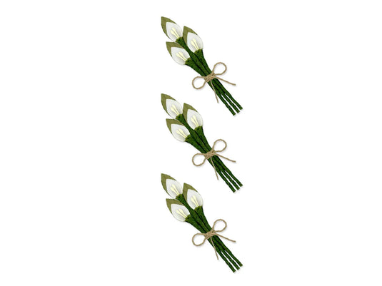 Floral Embellish: 3D Handmade Paper Floral Bouquets Self-Stick 3pc w/Jute F) Calla Lilies