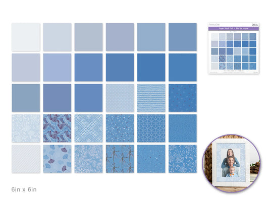 Paper Pad: 6"x6" Color Theme Stack Pad x30 (30 Designs) 100GSM D) Blue
