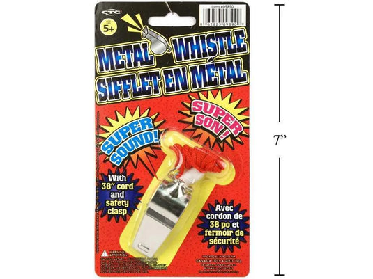 2" Metal Whistle w/Cord, b/c (CS)