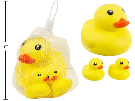 3pcs Rubber Ducky Family, net bag w/hang tag