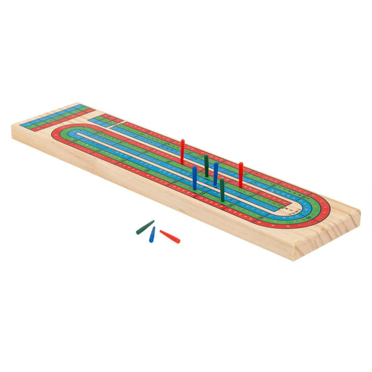3-lane Wooden Cribbage Board, shrink pack