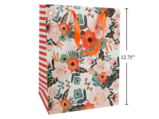 Paper T. DLX Floral Gift Bag, Large, HS/Matte, tag + j-hook