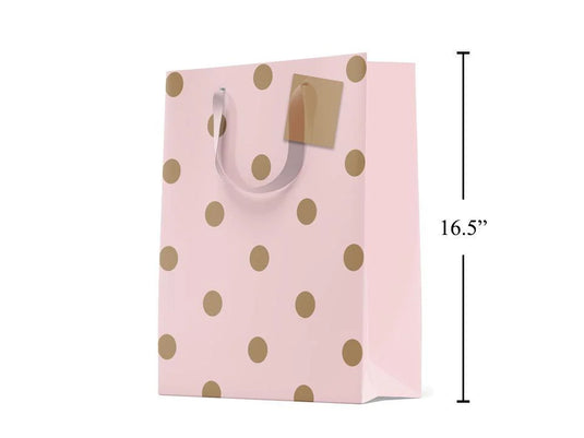 Paper T., Jumbo Gift Bag, Rose Gold Dots, Matte/HS