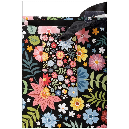 Paper T., Large Horiz. Gift Bag, Floral, Matte 157GSM, Tag +j-hook