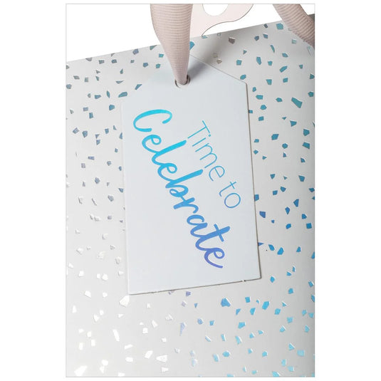 Paper T., DLX Med Gift Bag, Grey Spkle, Matte 210GSM, HS Tag +j-hook